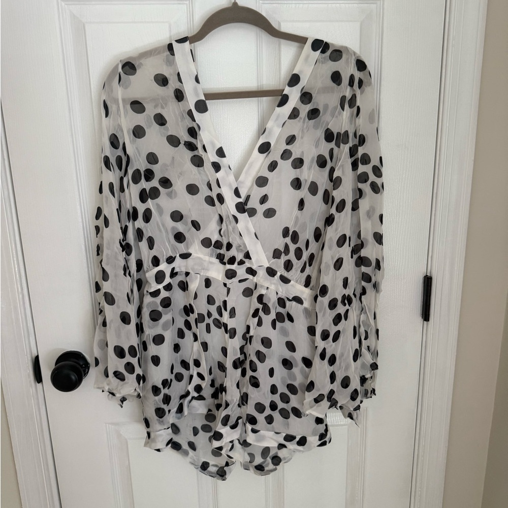 Polka Dot V-Neck Blouse